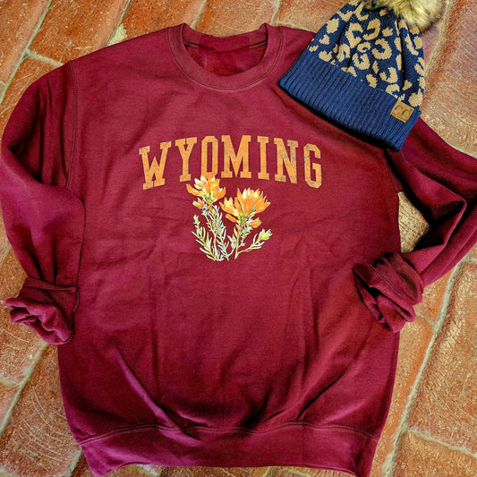 Wyoming Indian Paintbrush Crewneck Maroon